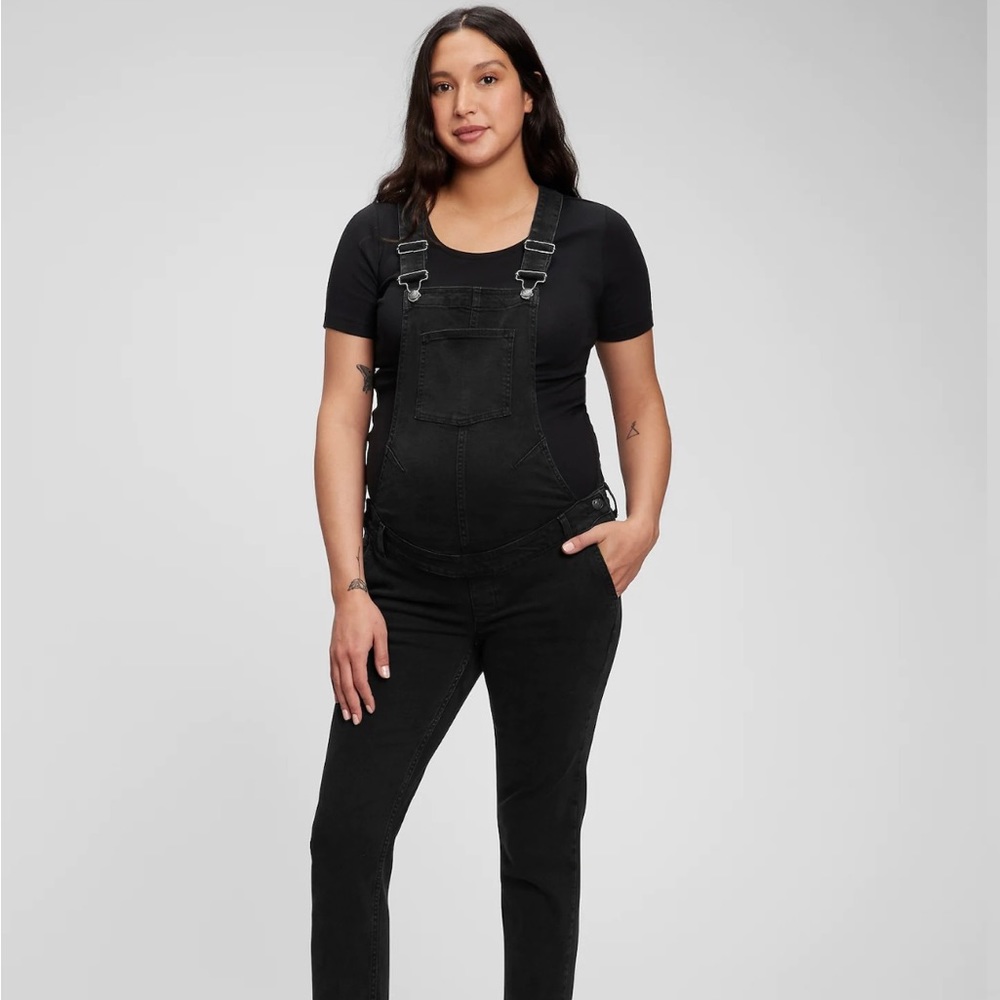 Black Maternity Denim Overalls with Washwell from Gap
